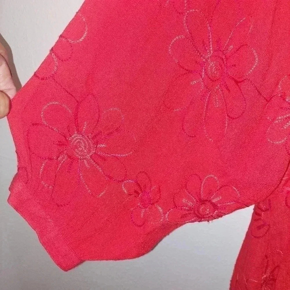 Figueroa and Flower Red High Low Tunic Button Down Blouse W/cami Large - Picture 3 of 9